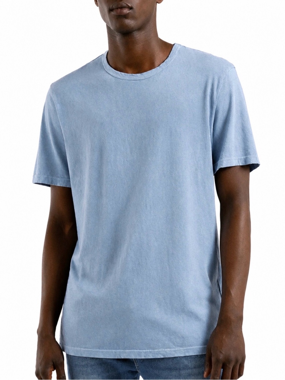 Cotton Citizen Men's Light Blue Greyish Ombre Classic Crew Neck Shirt Size Large